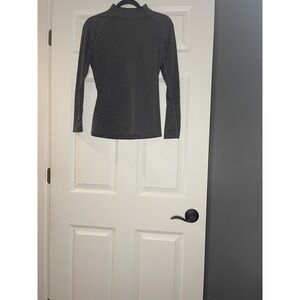 Devops Long Sleeve Mock Neck Striped Top Medium Black Gray